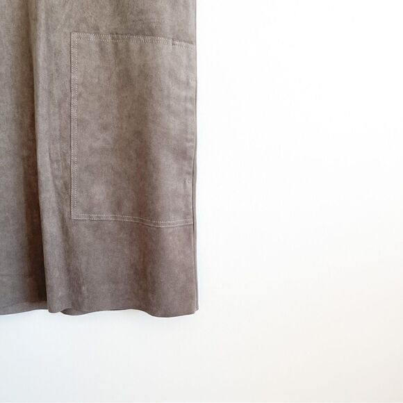 Aritzia Wilfred Free Nori Faux Suede Shift Dress Taupe Vegan Women's XS - Picture 4 of 9